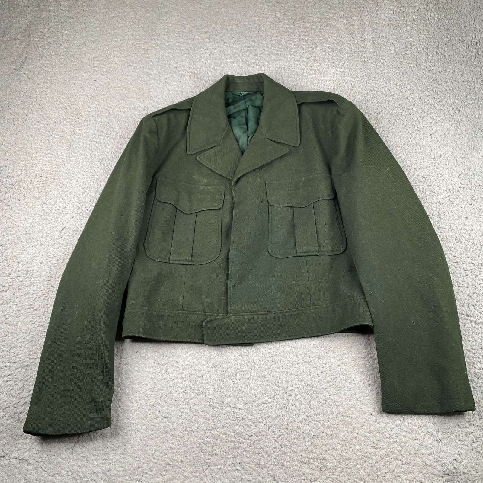 Vintage US Army Ike Jacket Mens 40R Green Wool Military Korean War 1950