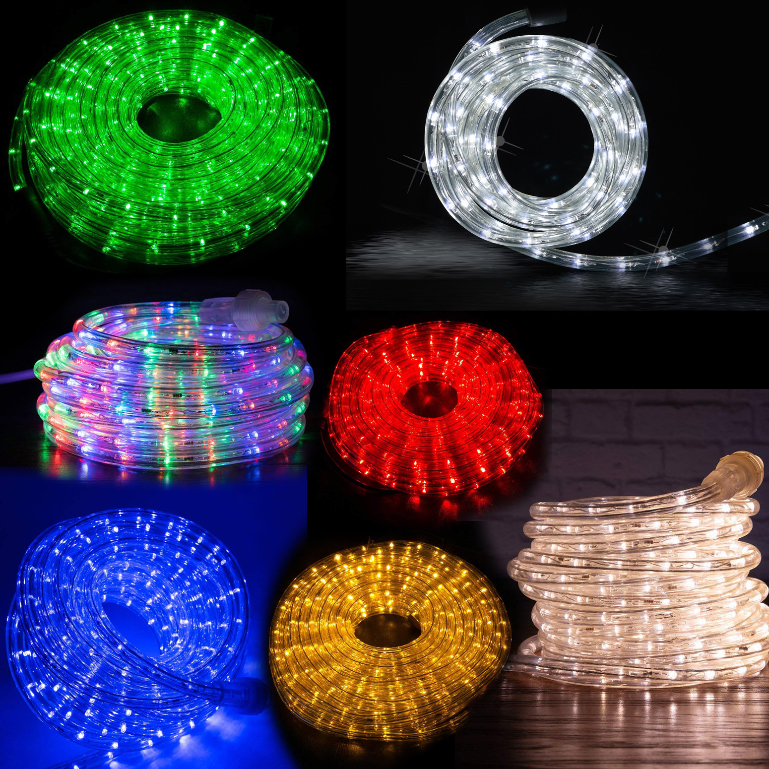 10' 20' 25' 50' 100' 150ft Outdoor LED Rope Light Water-Resistant Extend to 300'