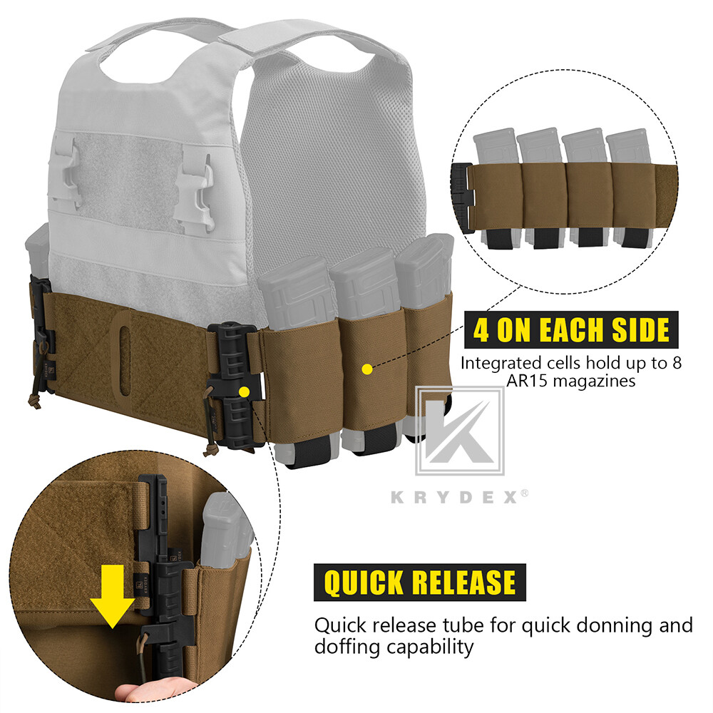 KRYDEX Elastic Carry Cummerbund Quick Release Mag Pouch for Armor Plate Carrier