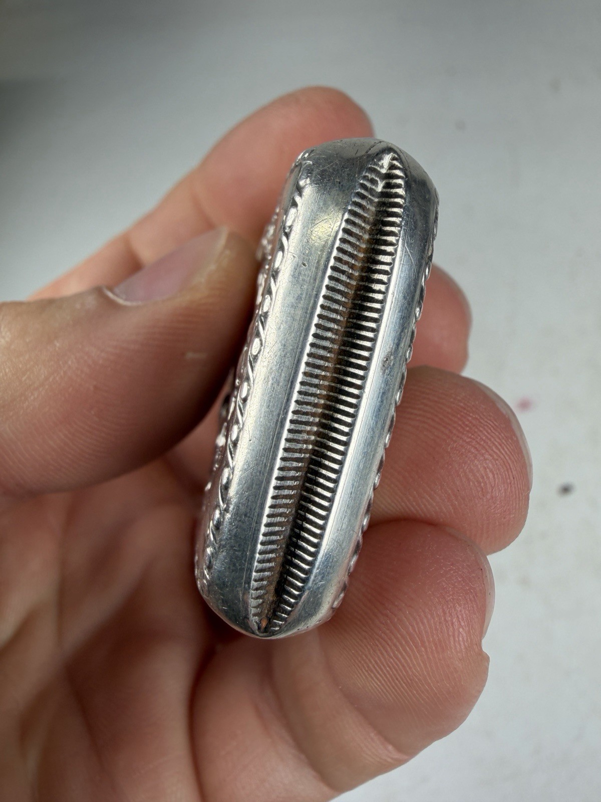 Antique Victorian Sterling Silver Repoussé Match Safe Vesta Case Late 1800s