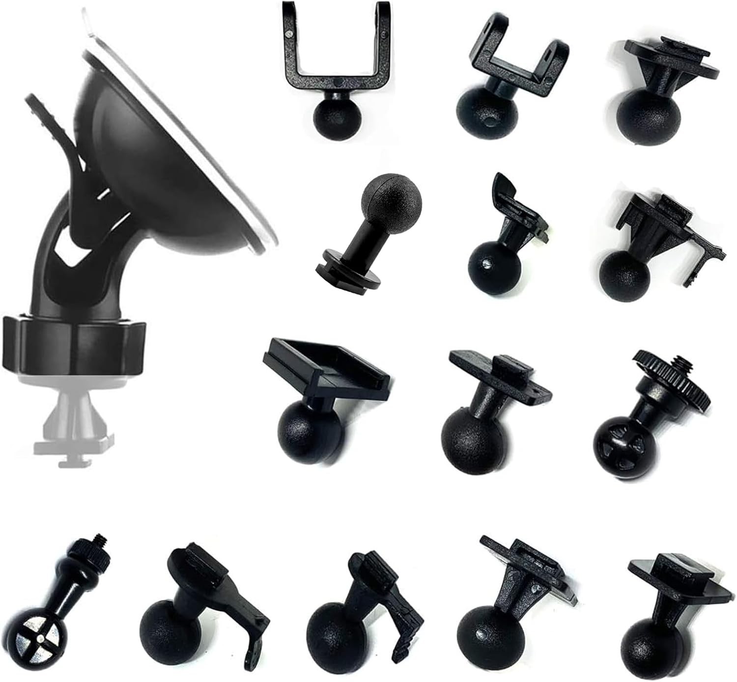 Dash Camera Suction Cup Mount Dashcam Mounts Holder with 14 Ball Joints Black