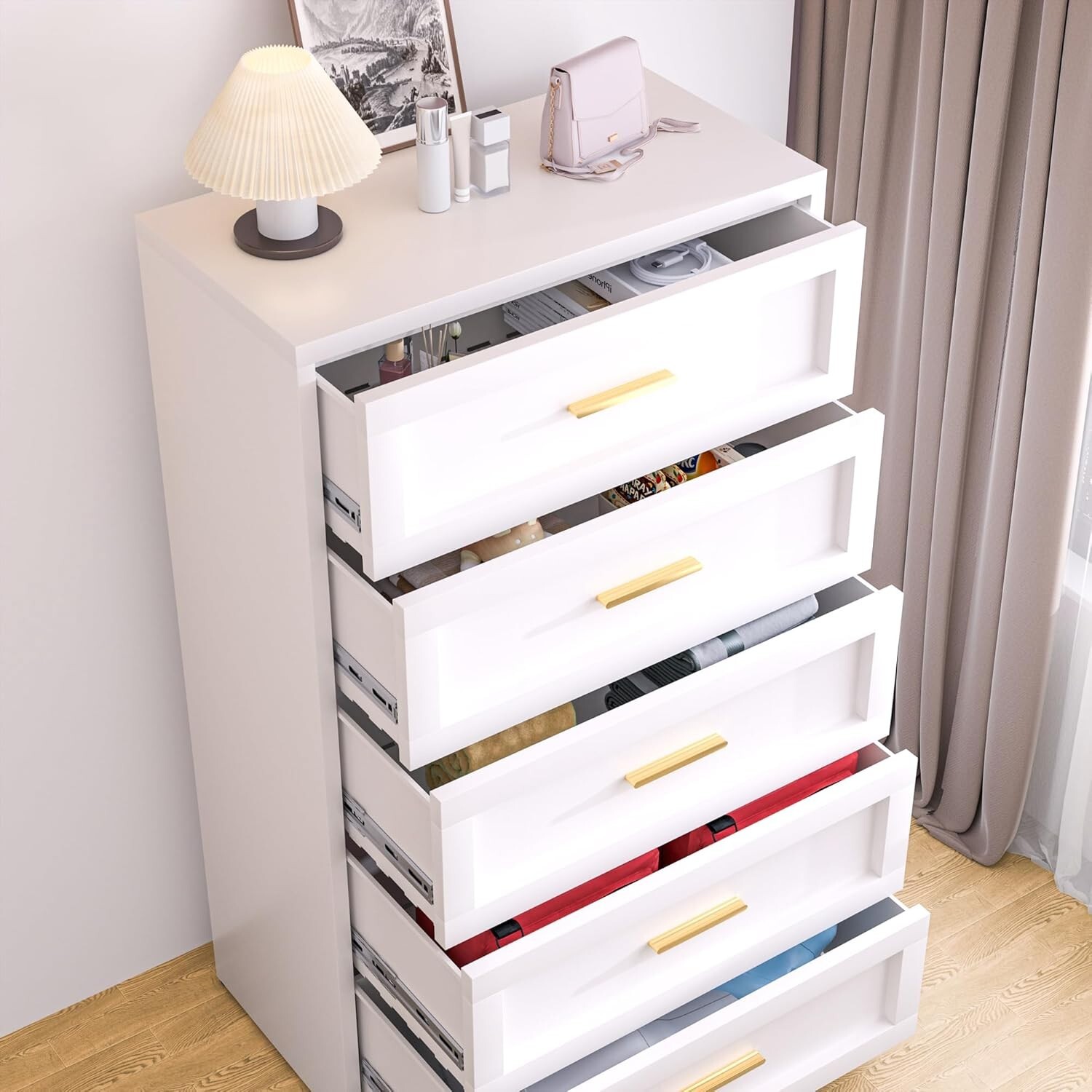 Cofar 47.72" Metal 5 Drawer Tall Dresser Storage Cabinet For Bedroom,Livingroom