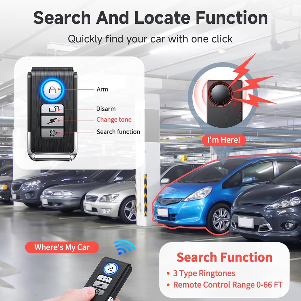 Wireless Bike Alarm with Remote 150dB Anti-Theft Vibration Motorcycle Waterproof