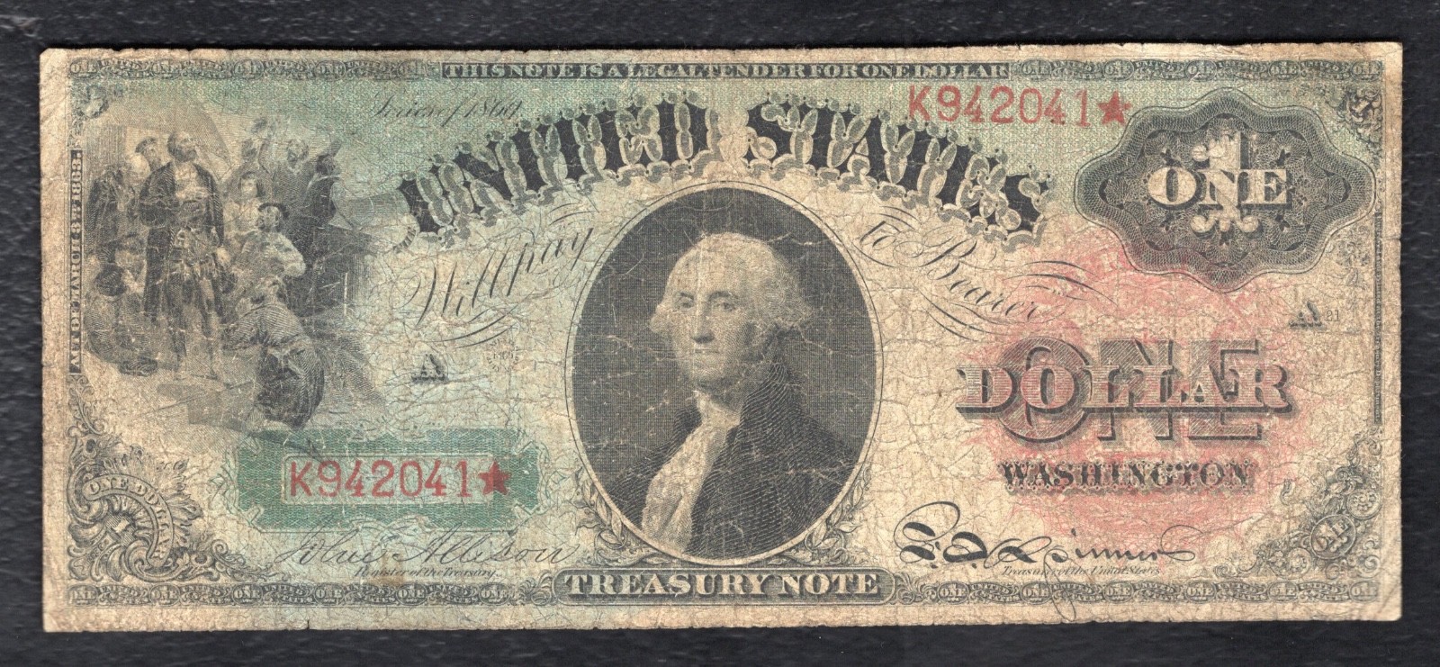 FR. 18 1869 $1 ONE DOLLAR “RAINBOW” LEGAL TENDER UNITED STATES NOTE