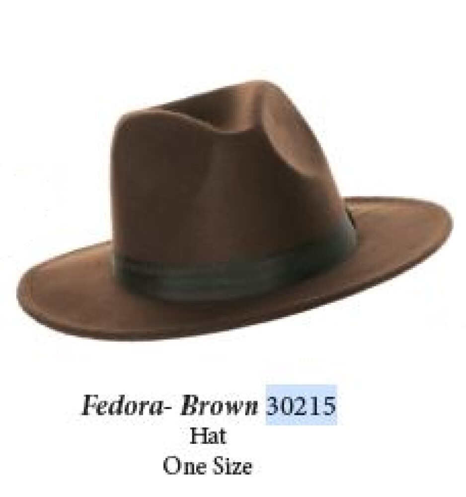 Brown PermaFelt Fedora Indiana Jones Hat Gangster Freddy Krueger
