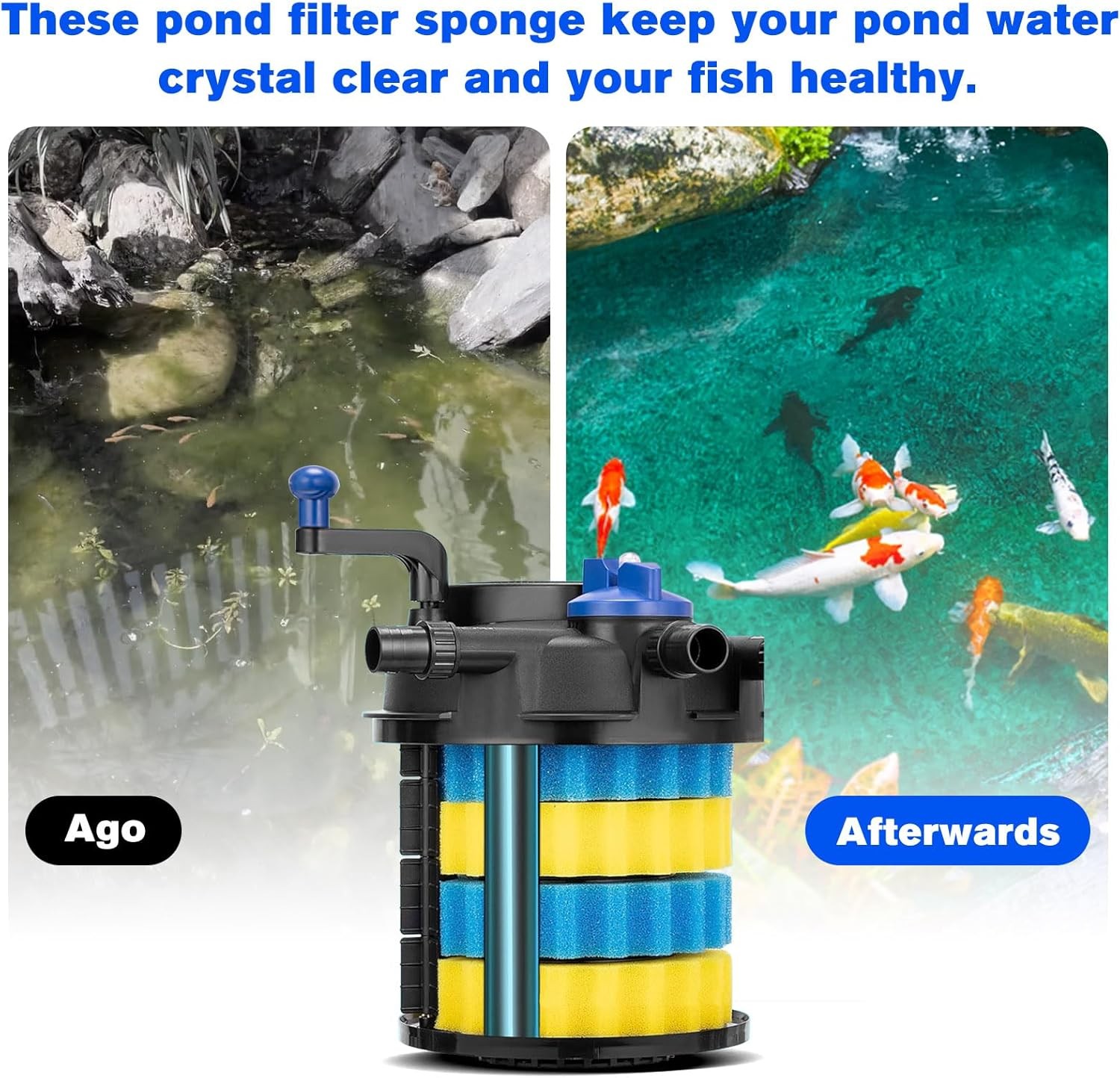 Pond Filter Replacement Sponge Media Pad Koi Fish yellow blue