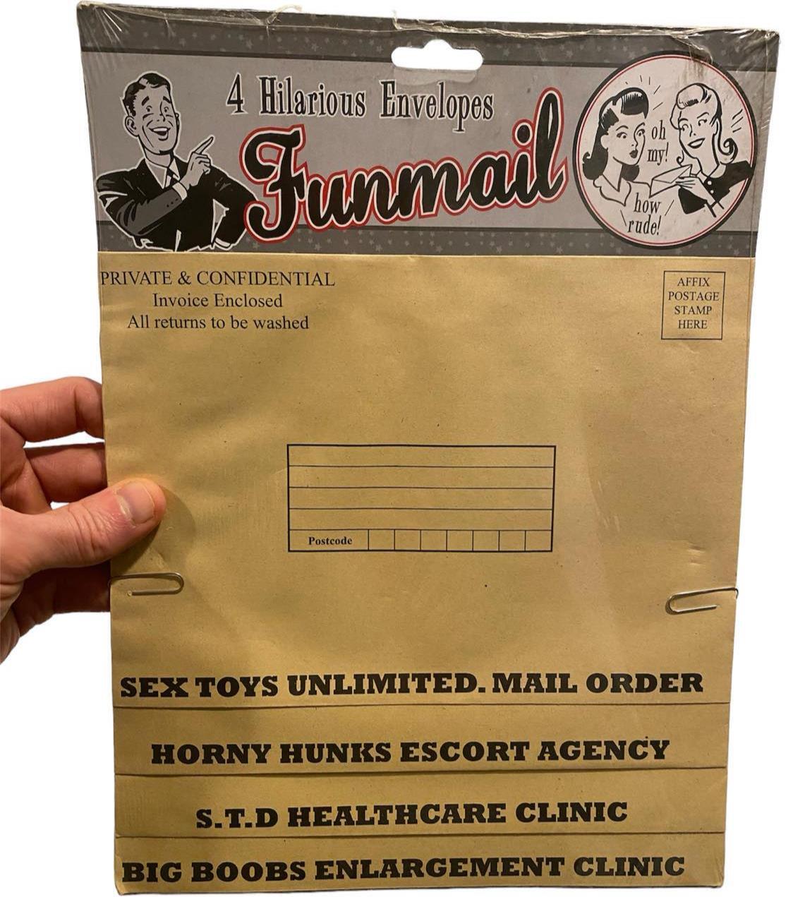 📬 Set of 4 Totally Ridiculous Embarrassing Prank Envelopes – Guaranteed LOLs!😈