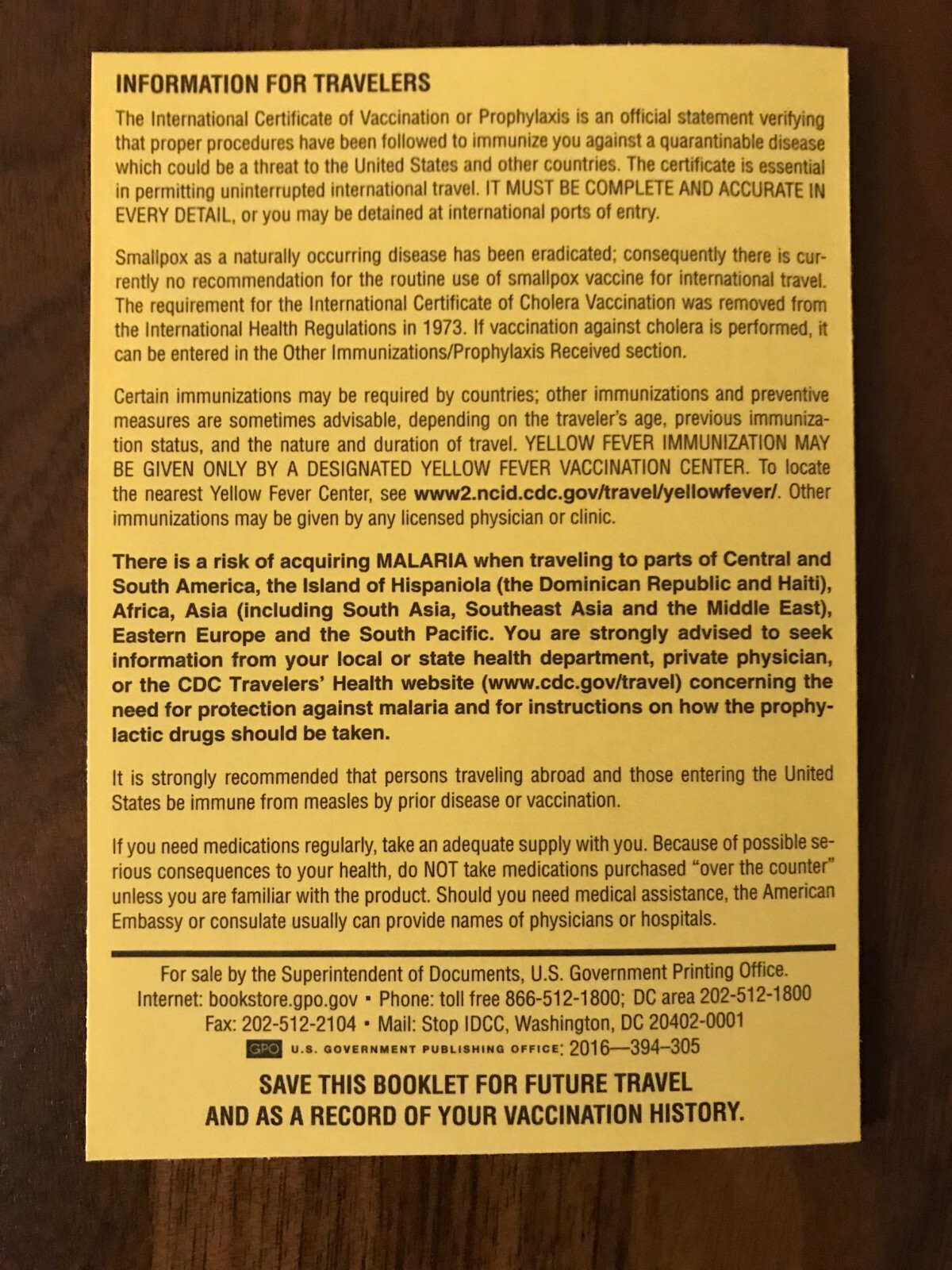 International Certificate of Vaccination - Yellow Card - Carte Jaune