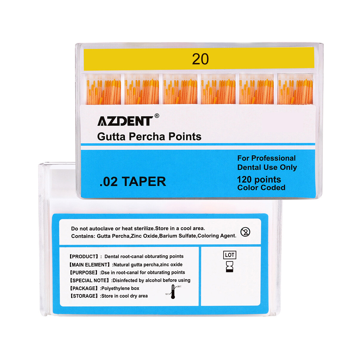 AZDENT Dental Gutta Percha Points.02/.04/.06 Taper For Root Canal Endo Treatment