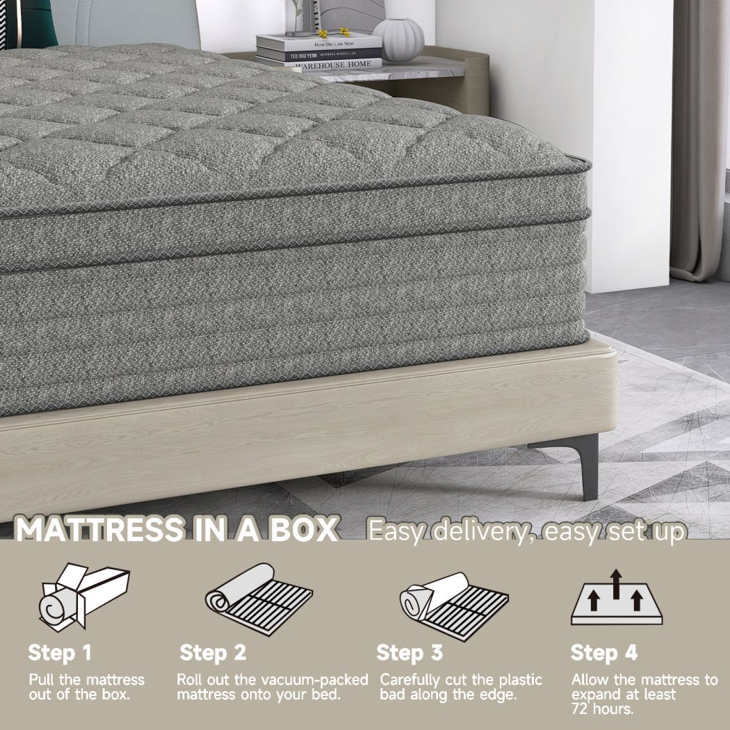 12/14 Inch Memory Foam Mattress Hybrid Spring Twin Full Queen King Bed In A Box