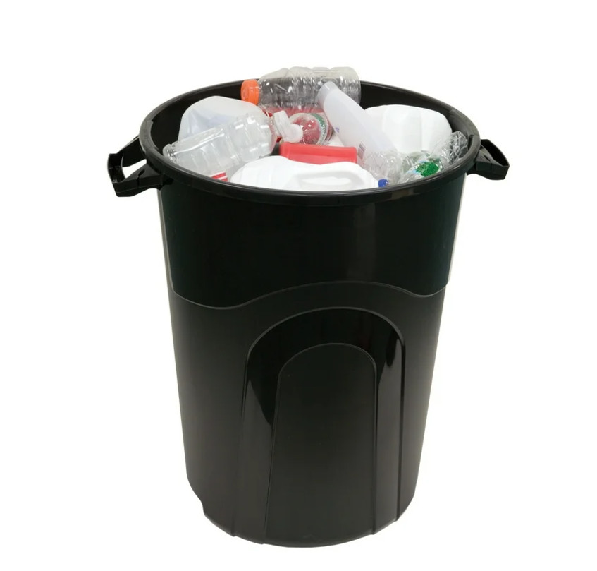 Hyper Tough 32 Gallon Heavy Duty Plastic Garbage Can, Included Lid, Black