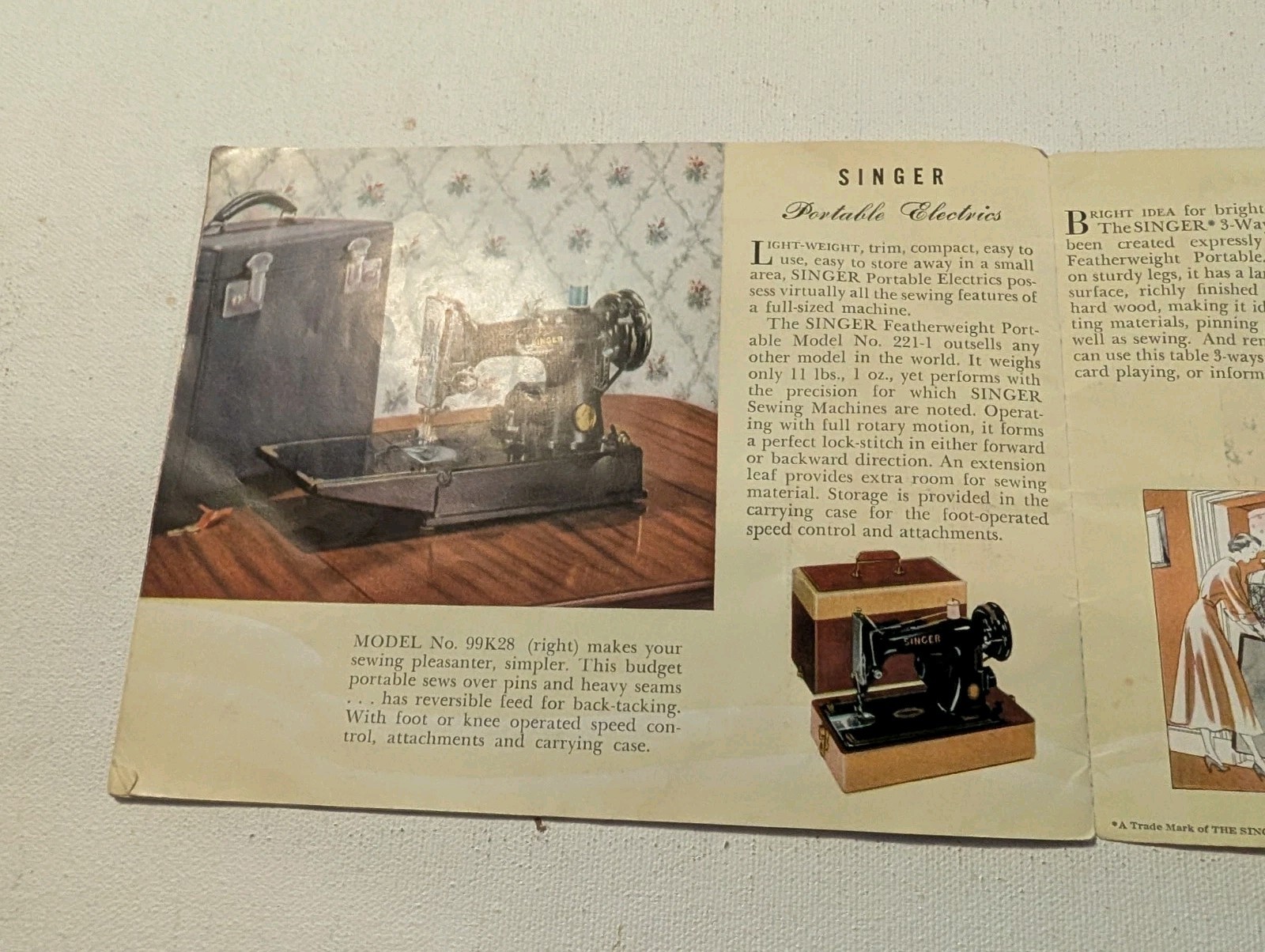 Vintage Singer Electric Sewing Machines Models Catalog Brochure Featherweight