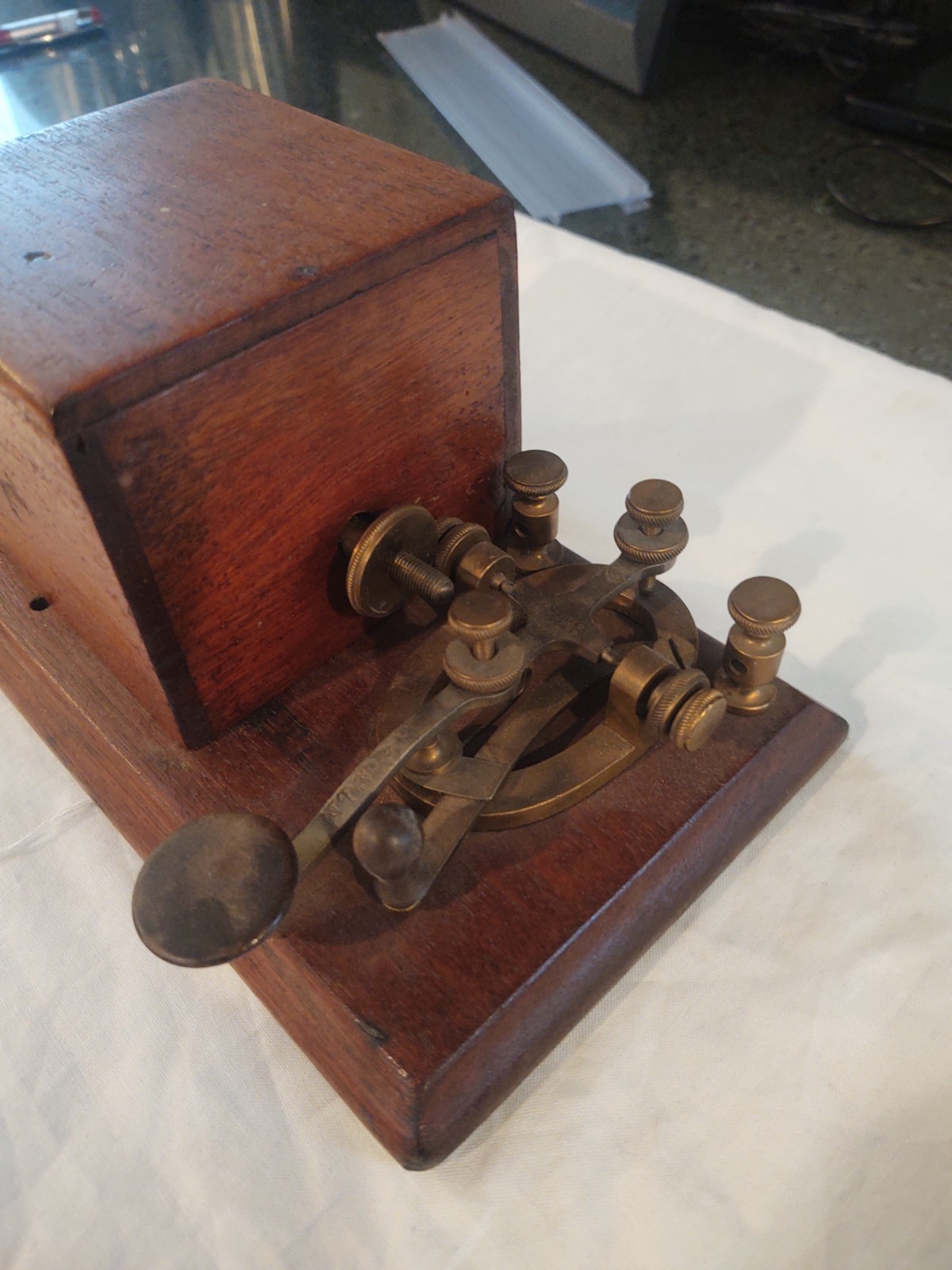 Antique NICE 1880s J.H. Bunnell Boxed Sounding Relay & Key Telegraph Set 150 Ohm
