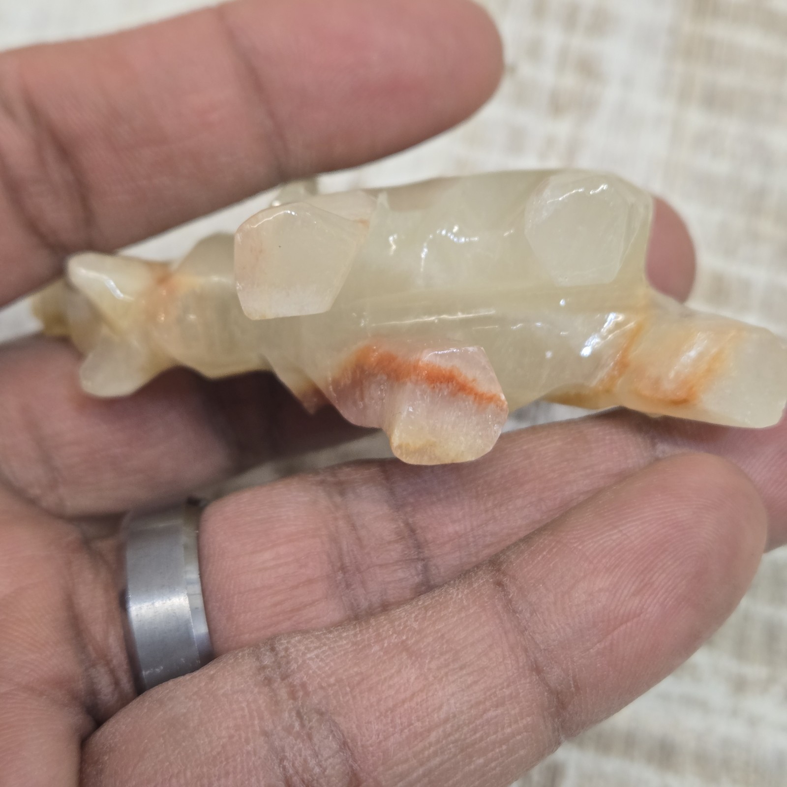 Lot Of 4 Vintage Hand Carved Marble/ White Onyx Quartz Stone Elephants