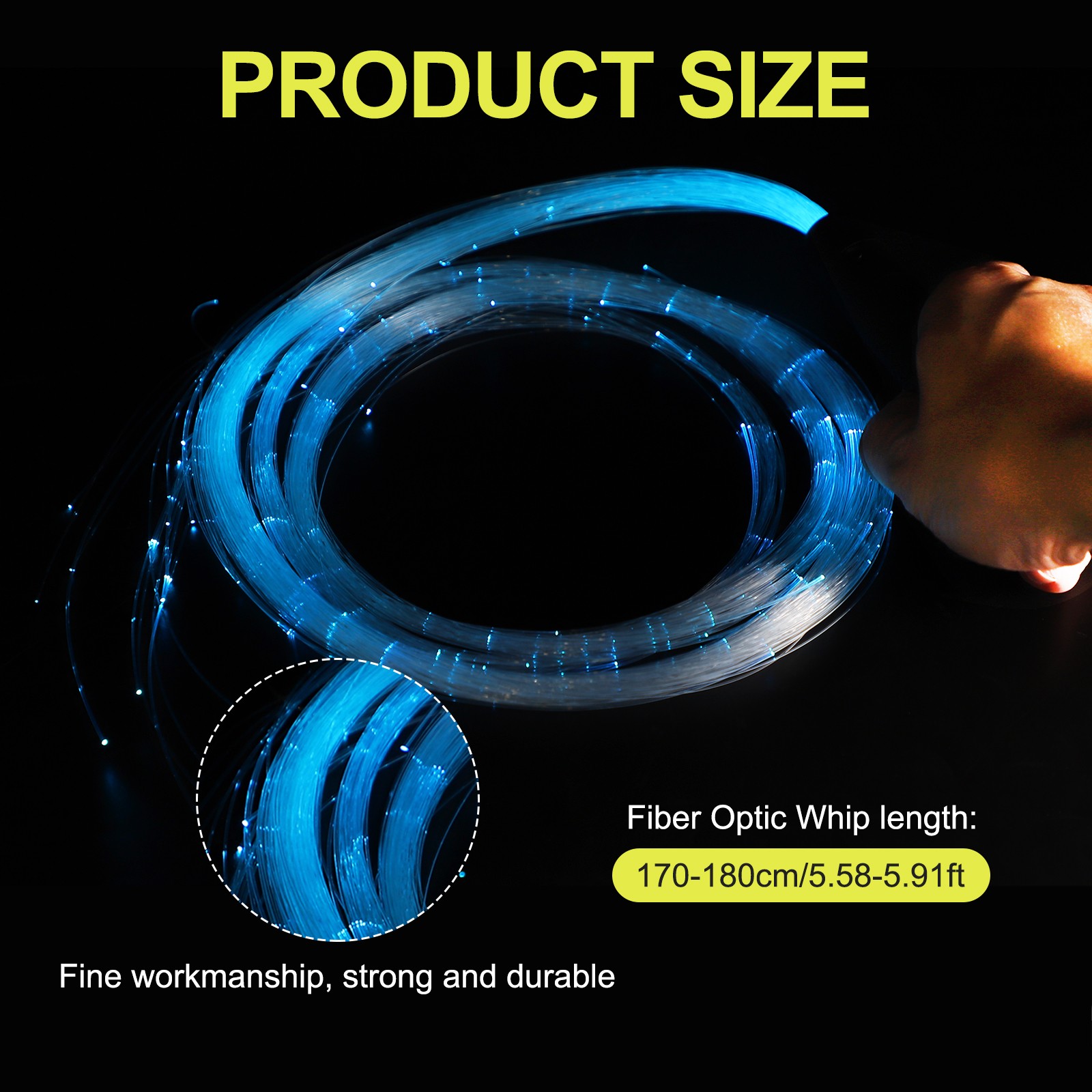 LED Fiber Optic Whip Dance 6 Ft 7 Colors 22 Rainbow Lights Effect Modes