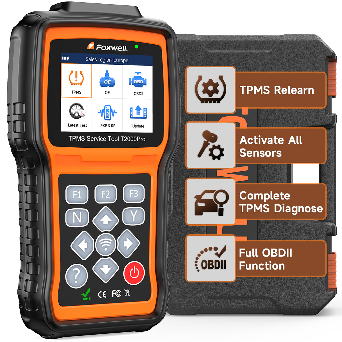 Foxwell T2000 PRO TPMS Programming Tool TPMS Relearn Reset OBD2 DTC Code Reader