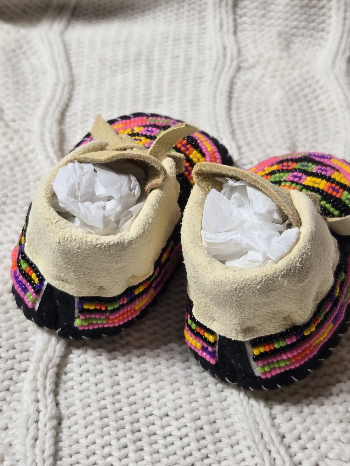 NEW Native American Infant Beaded Moccasins New Born or Baby Doll Handmade Soft