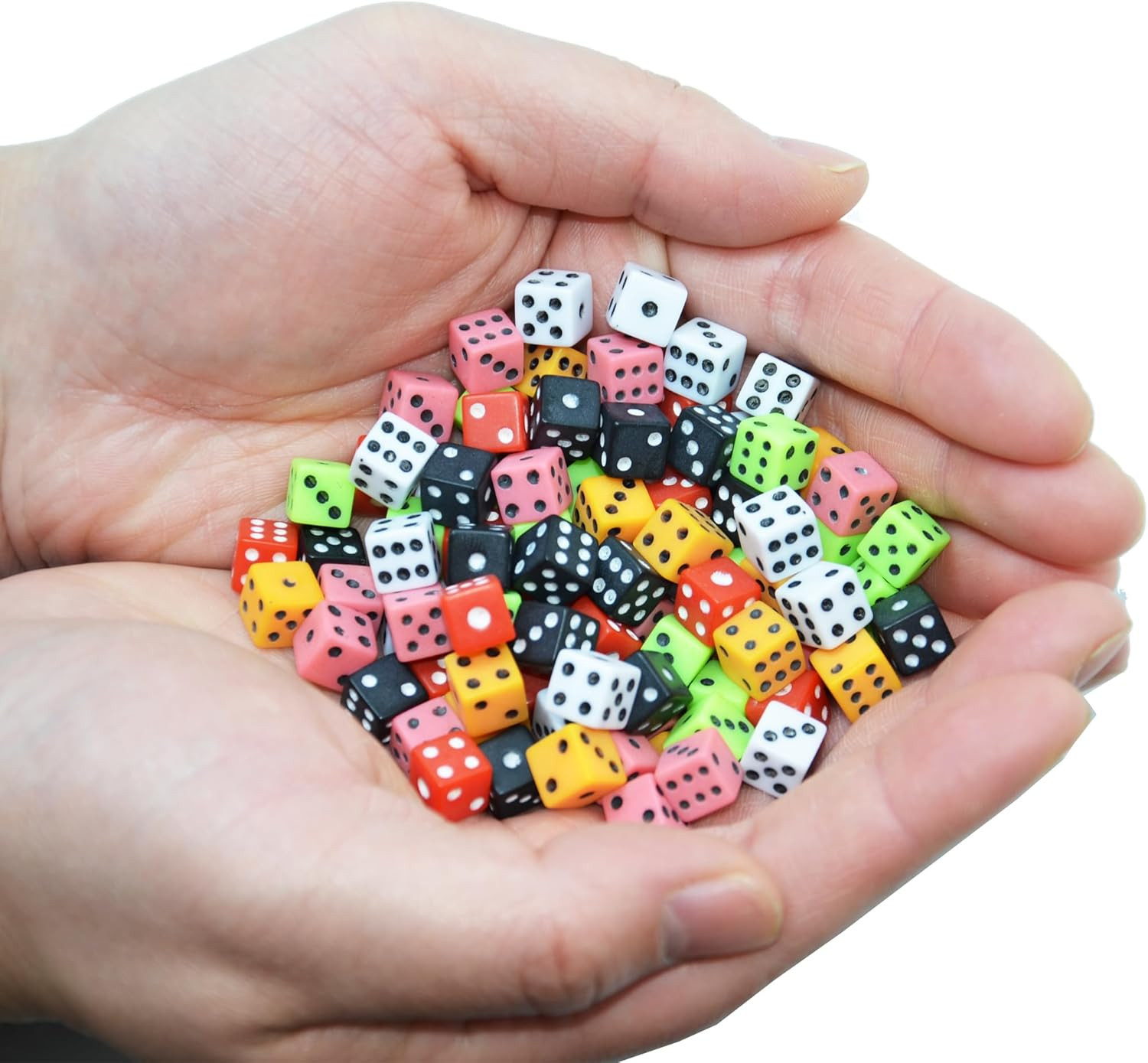 100 Assorted D6 Mini Tiny Dice Game Dot Square Dice for Casino Themed Activity,