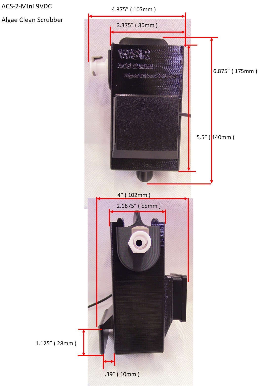 Algae Clean Scrubber ACS-2-MINI (Internal) Hang on Back or in Small Sump 9VDC