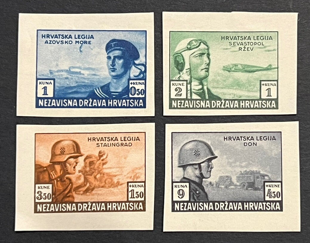 Travelstamps: 1943 Croatia Stamps Scott #B33-B36 Imperfs Russian Legion MNH OG
