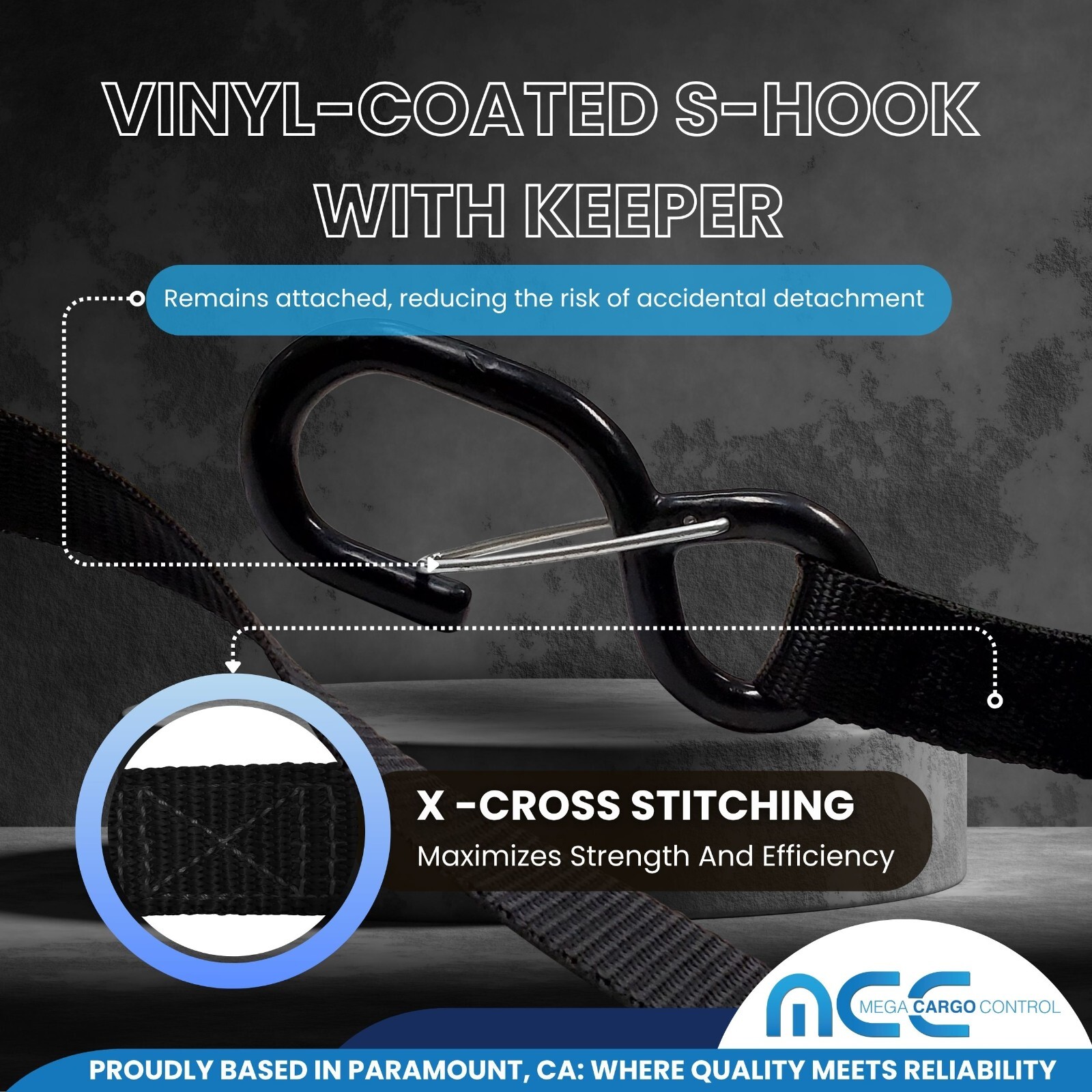 2 Pack 1" x 6' Cam Buckle Tie Down Strap w/ S Hook For Boat Motorcycle Bike