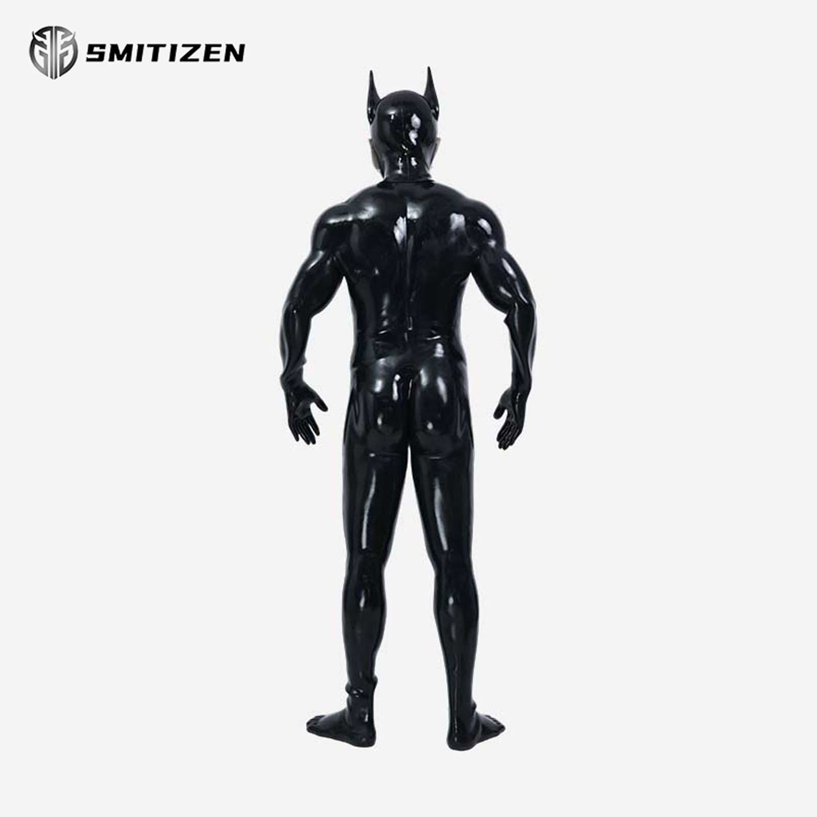Smitizen Black Glossy Silicone Full Muscle Suit with Anal Hole for Halloween Cos