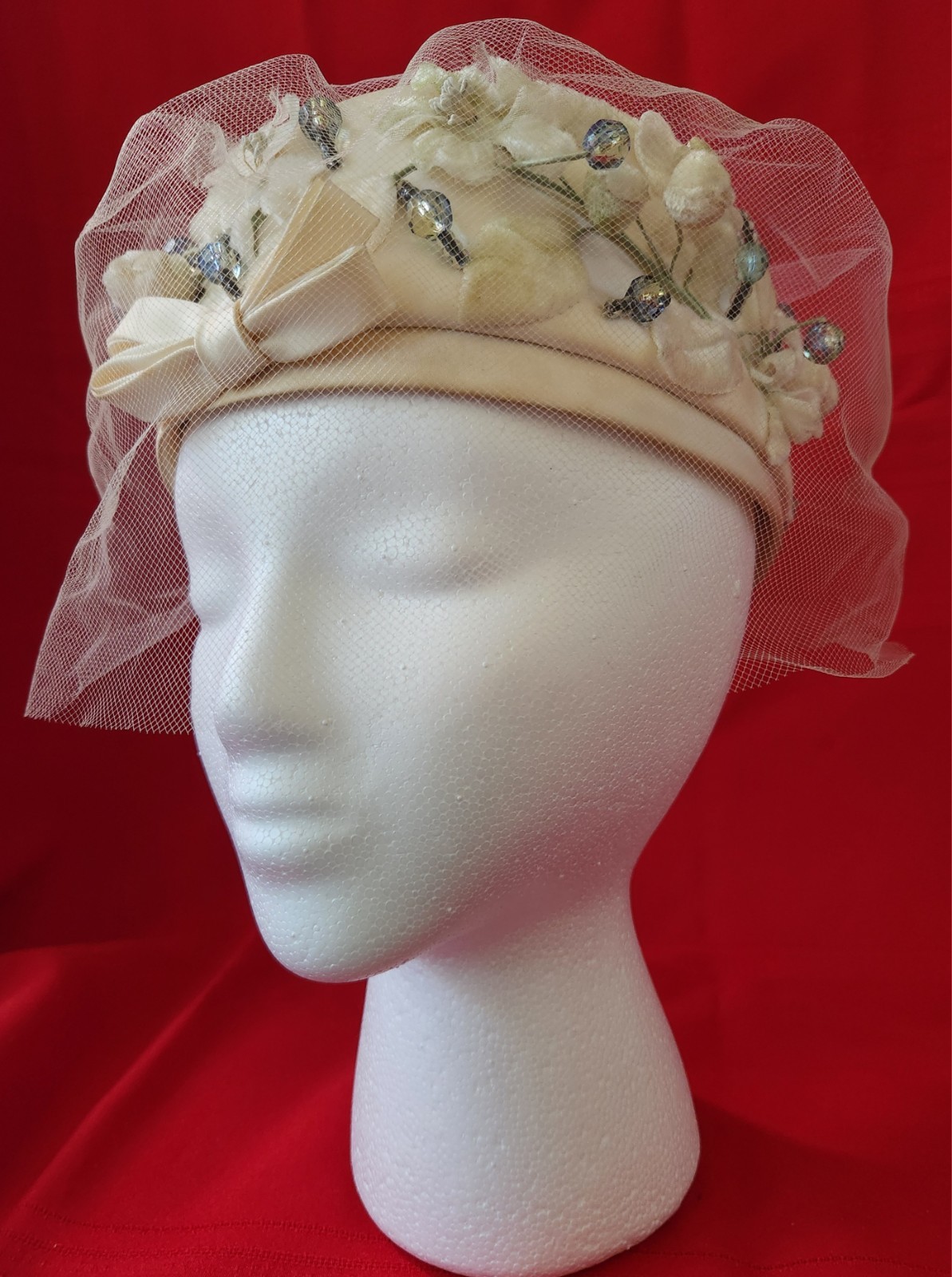 Vtg Don Anderson New York Halle Bros Union Made Woman Pillbox Floral Hat Netting