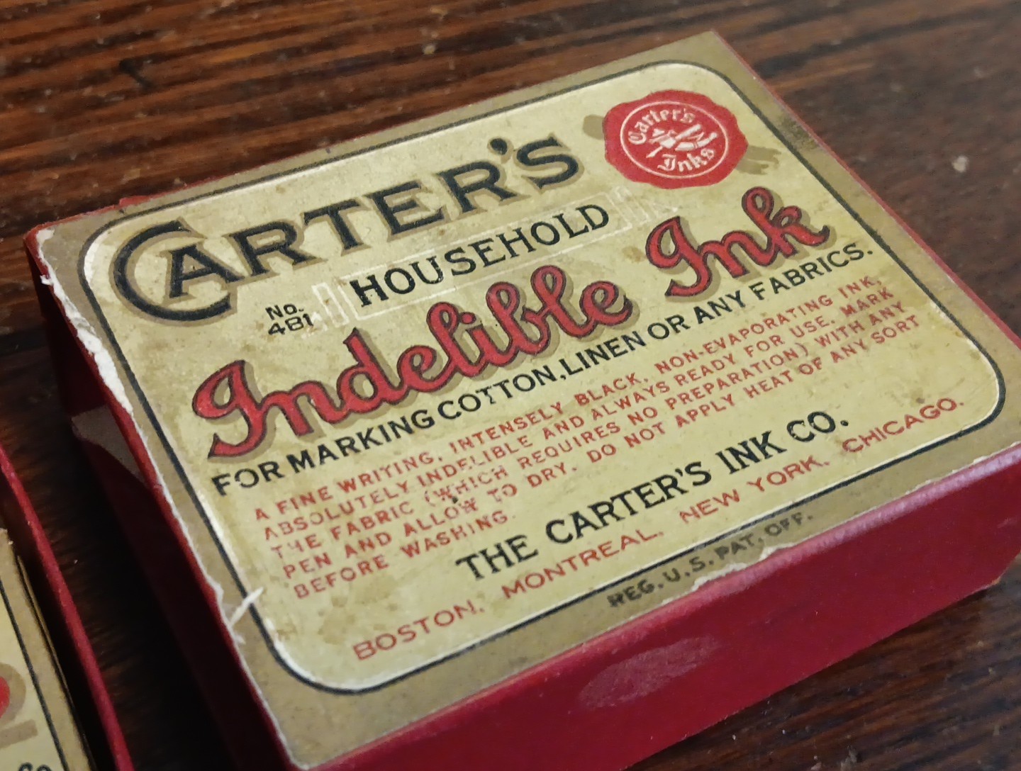 Antique CARTER's Indelible Household INK BOTTLE & BOX Set for Fountain Pen
