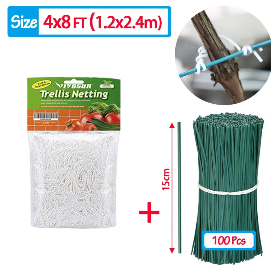 100pcs Garden Trellis Netting Heavy-Duty Plant Support for Climbing Vines - NEW