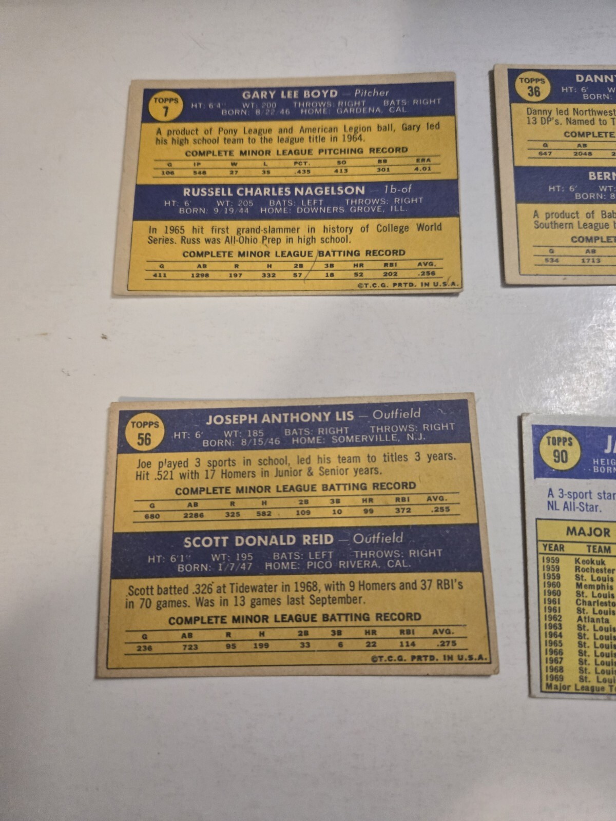 1970 Topps #40 RICH ALLEN # 7 36 56 88 90 incs Rookies. (6) card baseball LOT