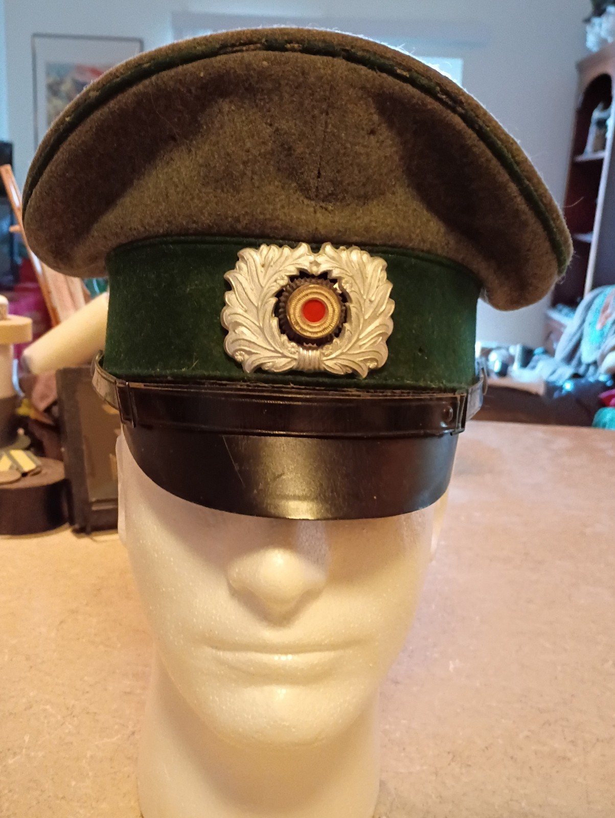 World War 2 German Customs NCO Enlisted Visor hat cap with bug bites misshaped