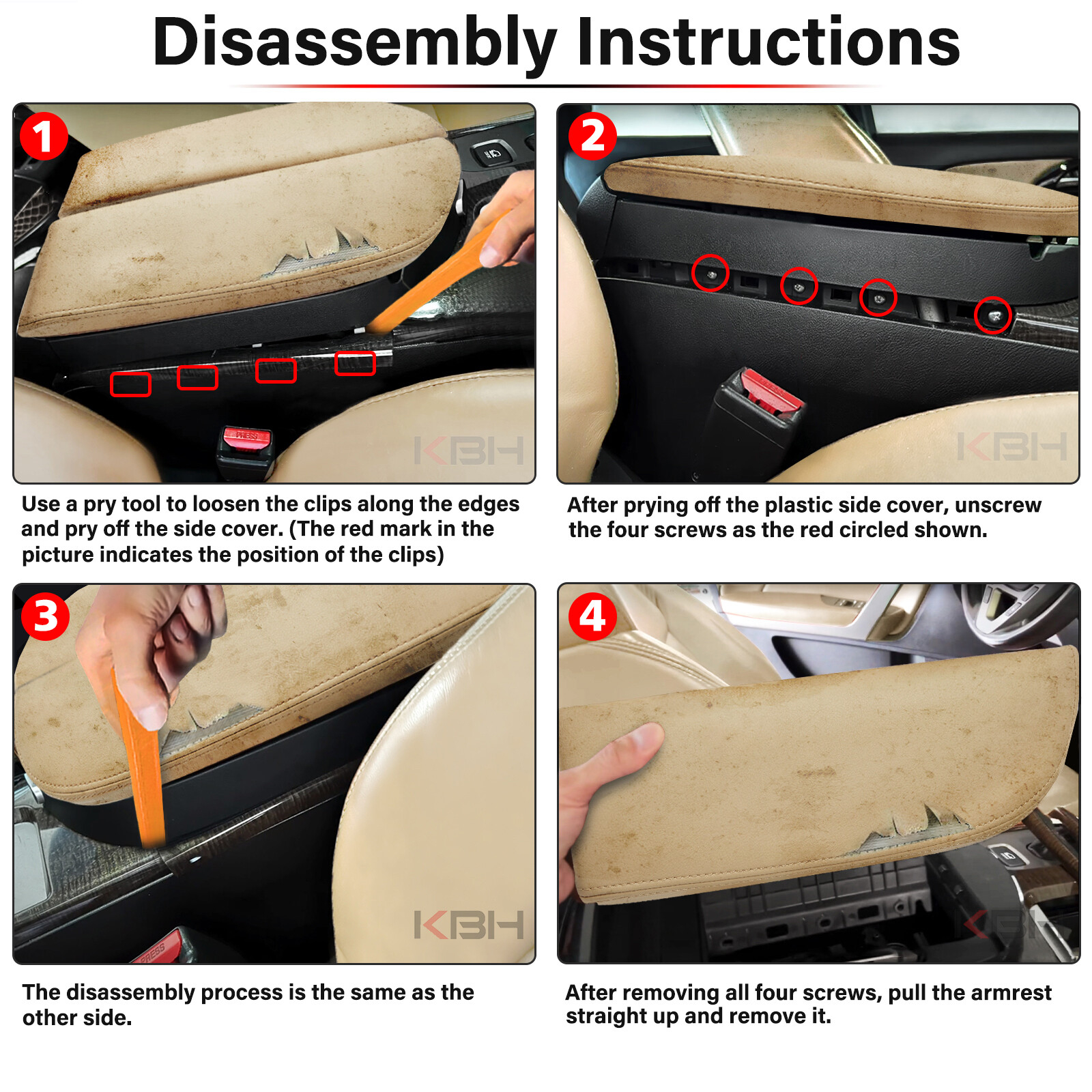 Fit 2007-2013 Acura MDX Leather Center Console Lid Armrest Cover Beige Parchment