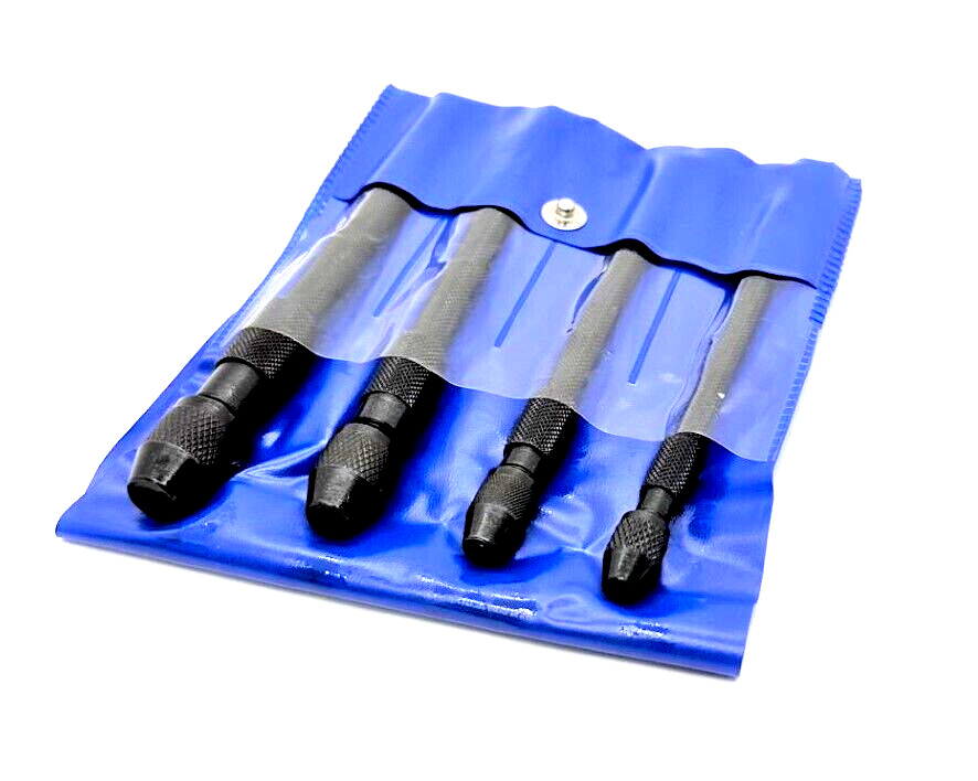 4 Pc Pin Vise Set Hand Held Hollow Handle Black Finish 4 Piece Vice Chuck Sizes