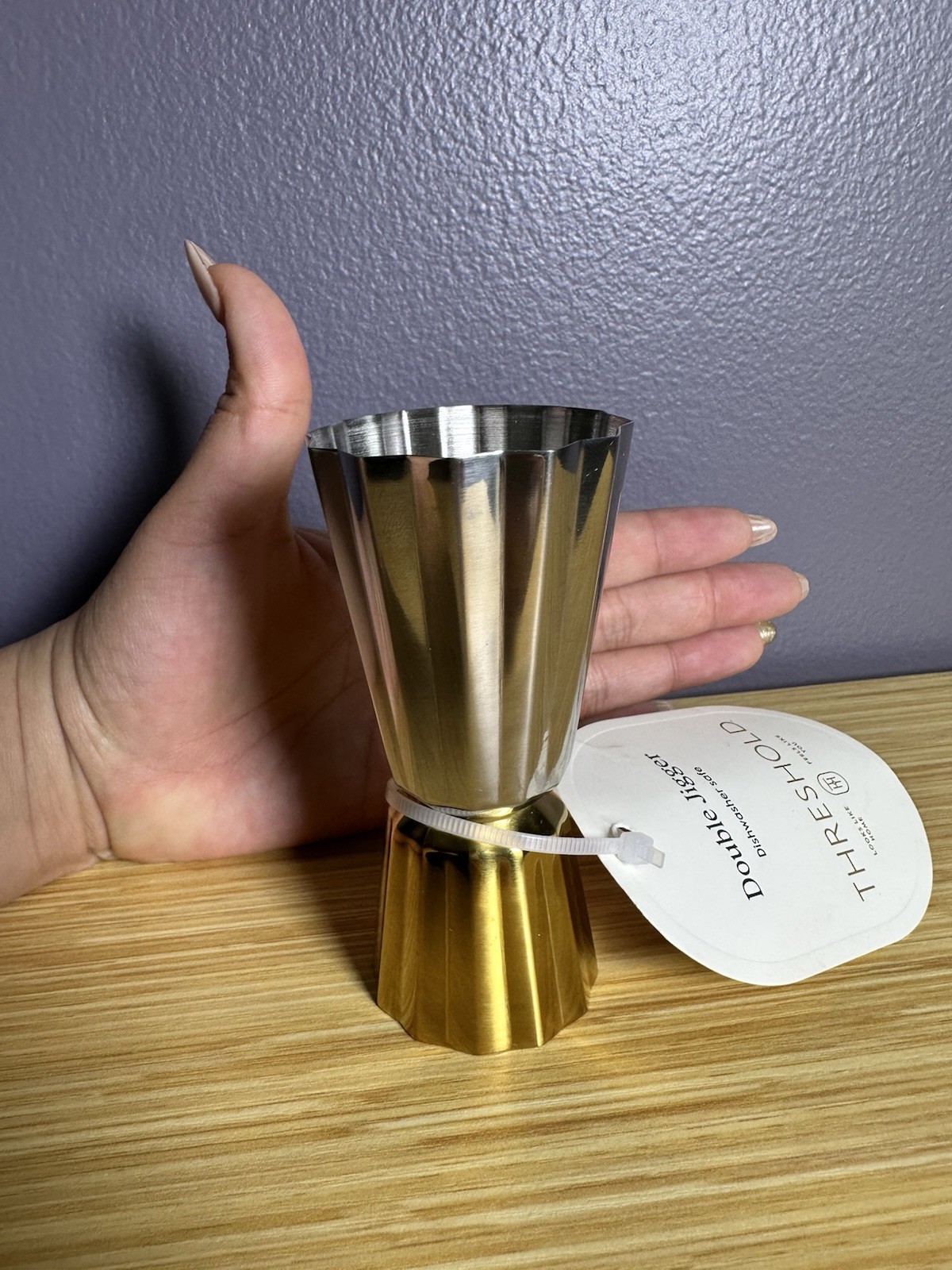 Threshold Double Jigger Metal Stainless Steel Gold Commercial Bar Tool