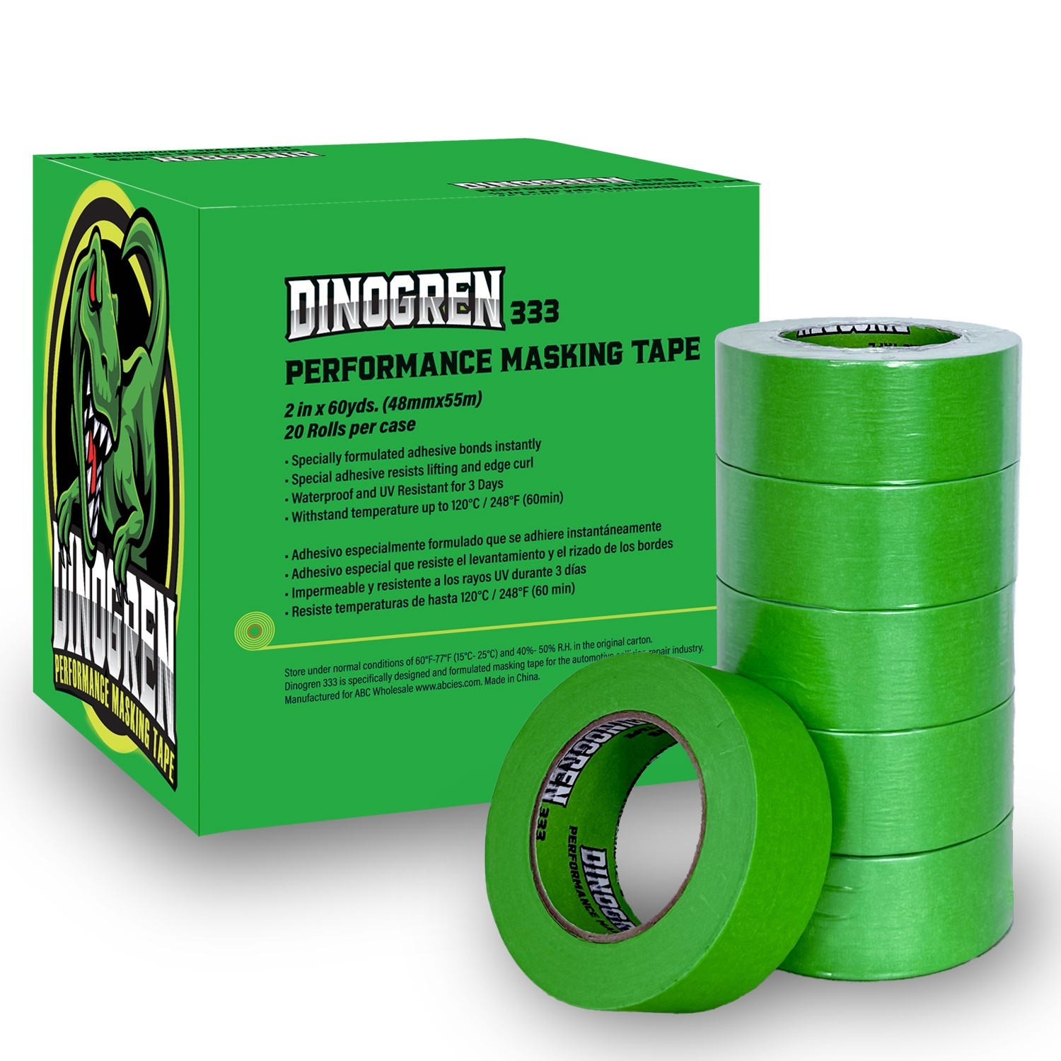 DINOGREN 333 Automotive Performance Masking Tape 2” in x 60 yd - 20 rolls pack
