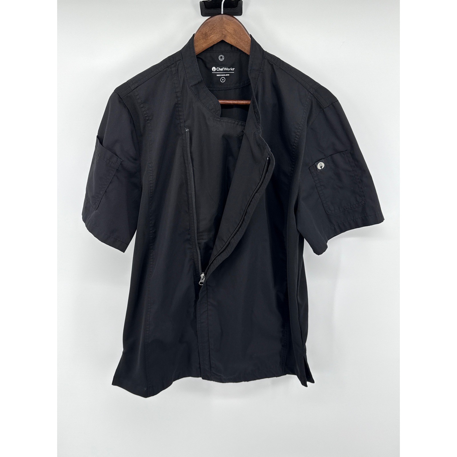 Chef Works Black Short Sleeve Chef Coat Jacket Uniform Size M