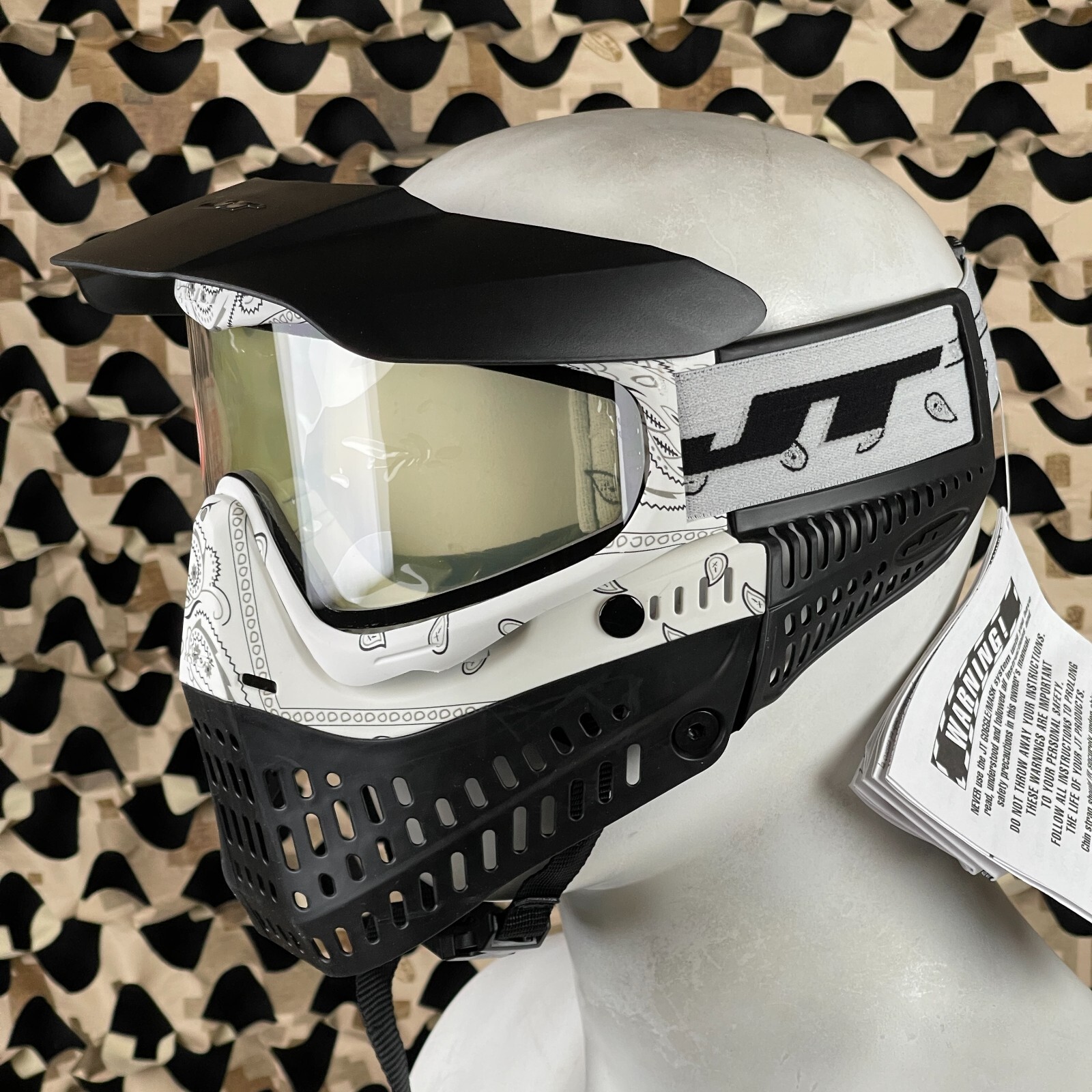 NEW JT ProFlex Paintball Mask - Bandana White