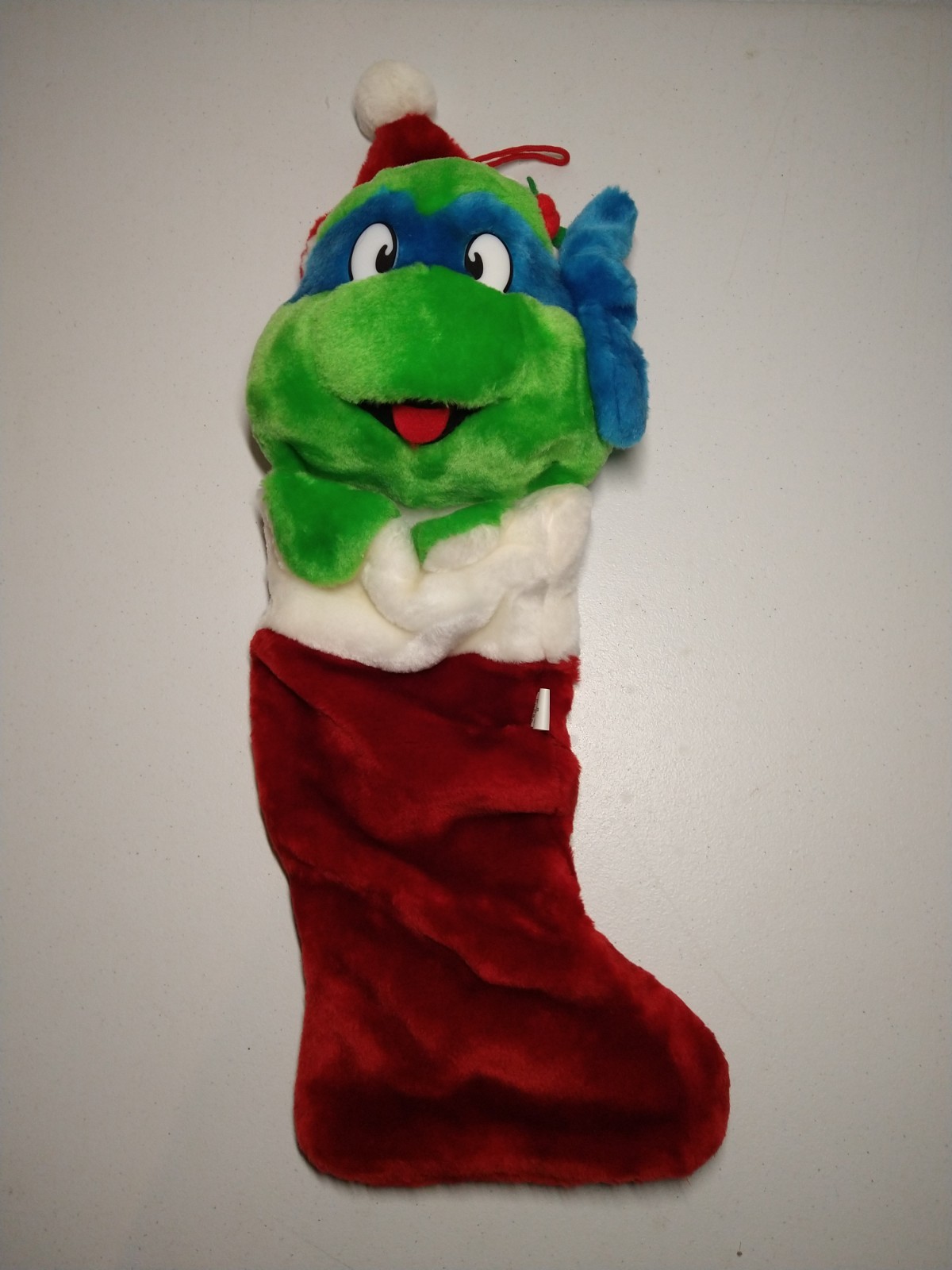 Vintage 1990 Teenage Mutant Ninja Turtles Plush Christmas Stocking Leonardo TMNT