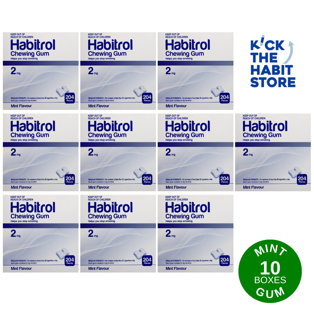 Habitrol Gum 2mg Mint 2040 Pieces 10 Boxes x 204 pcs. Sugar Free 2027+