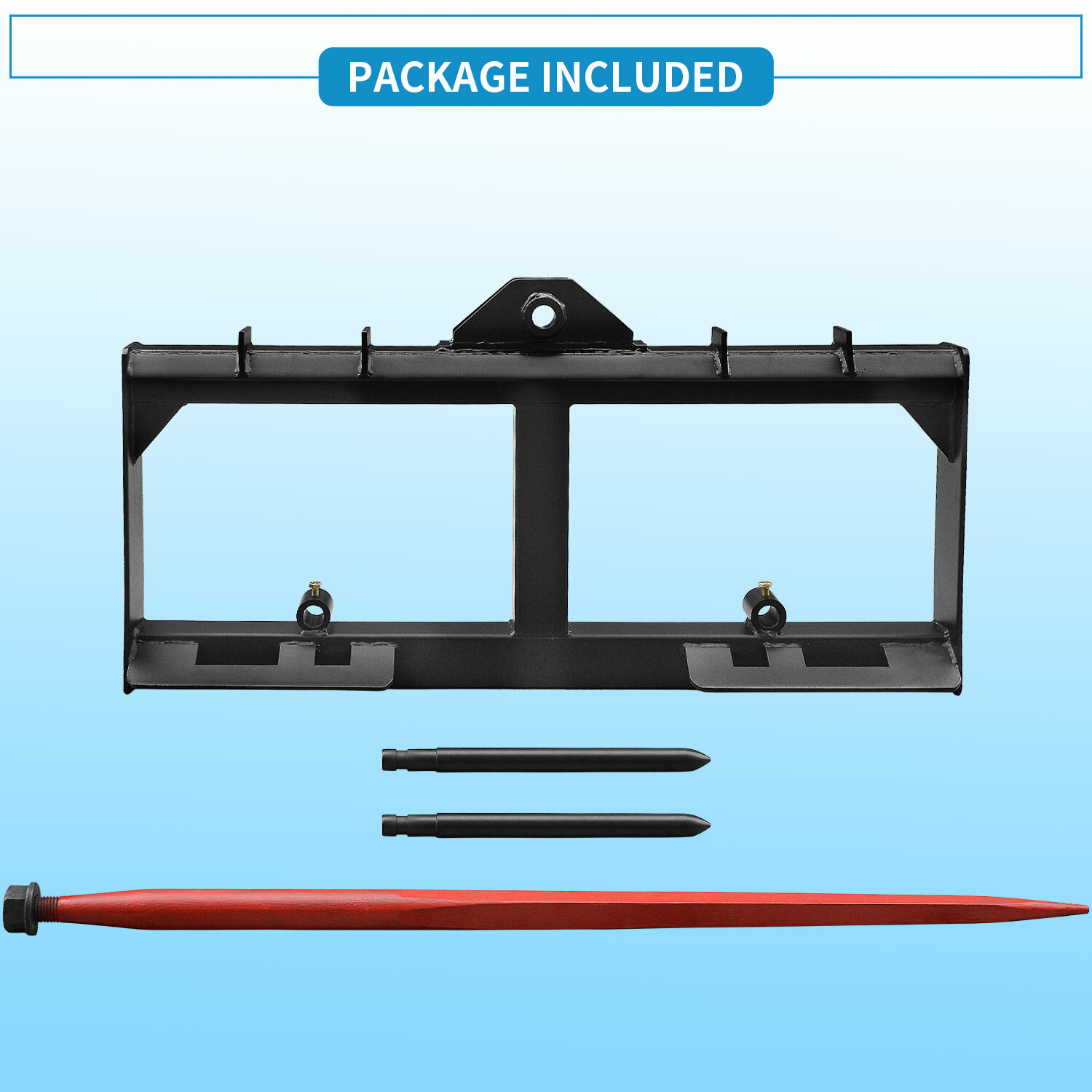 3 Point 49'' Hay Bale Spear Attach Tractor Skid Steer Loader Quick Tach 3000 LBS