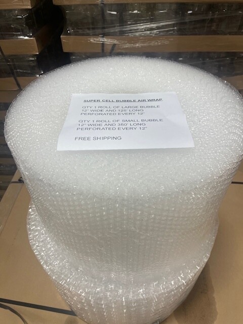 Small and Large Bubble Cushioning Wrap Combo Pack 125' large and 350' small