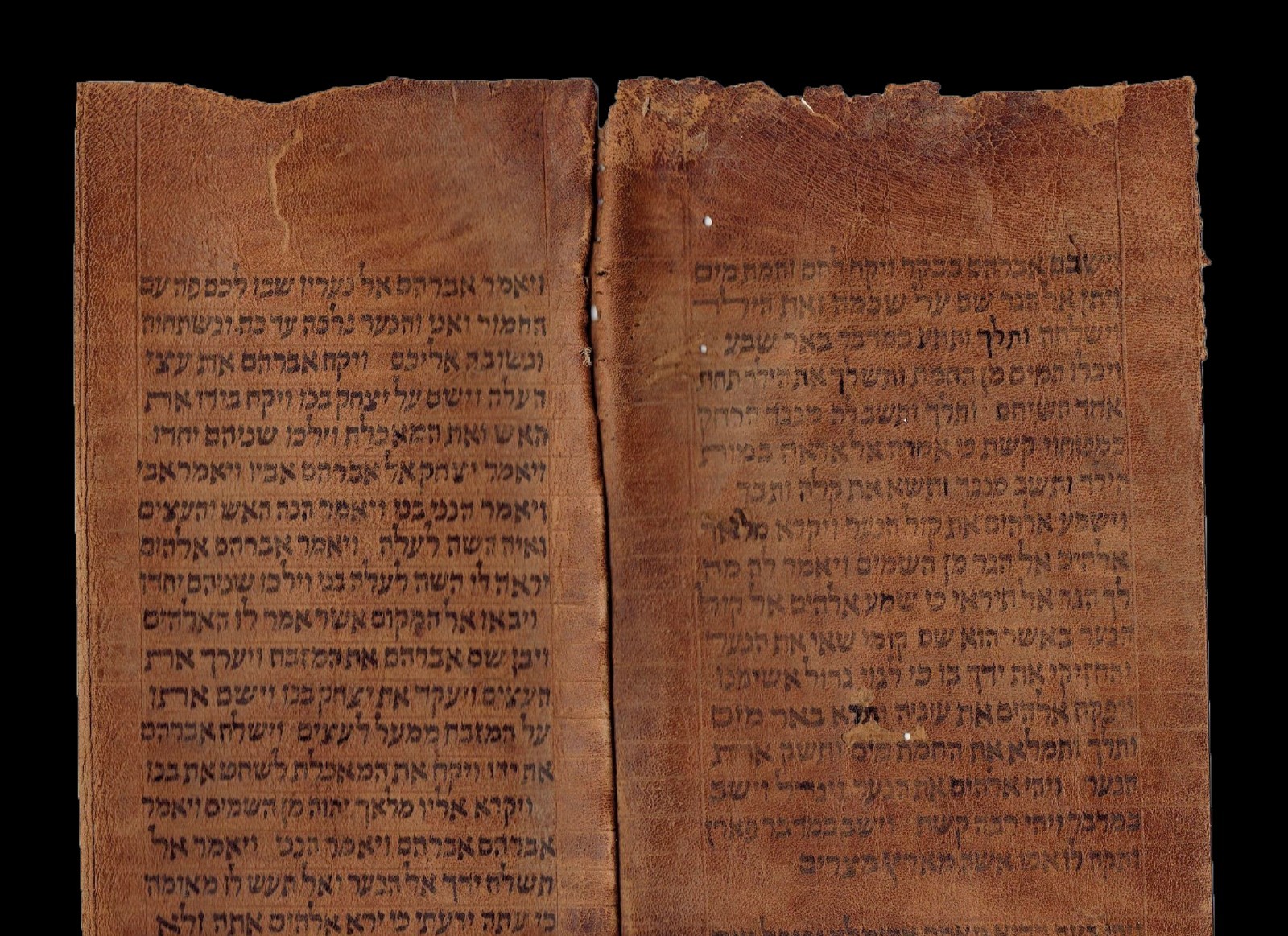 TORAH BIBLE VELLUM MANUSCRIPT FRAGMENT/LEAF 400 YRS YEMEN "The binding of Isaac"