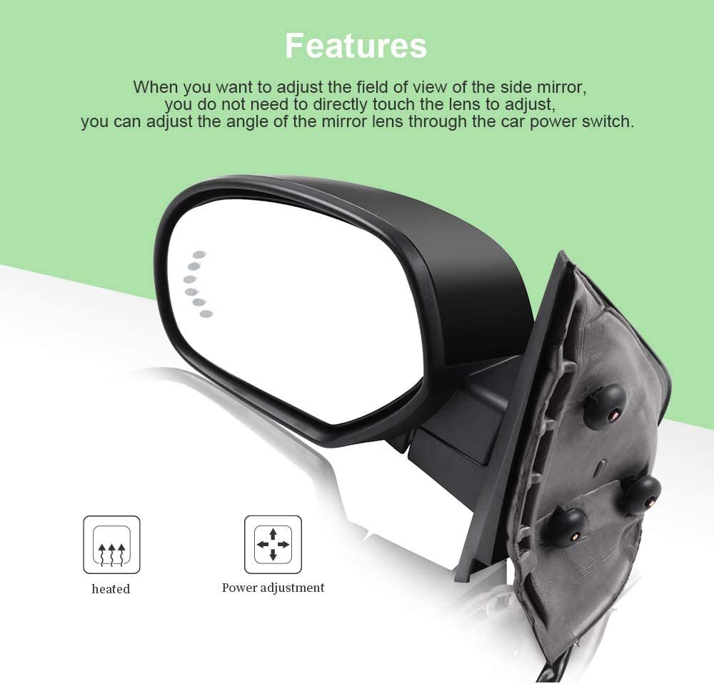 Power Fold Memory Heated Puddle light Arrow Signal Mirrors Fits 07-14 Chevy GMC