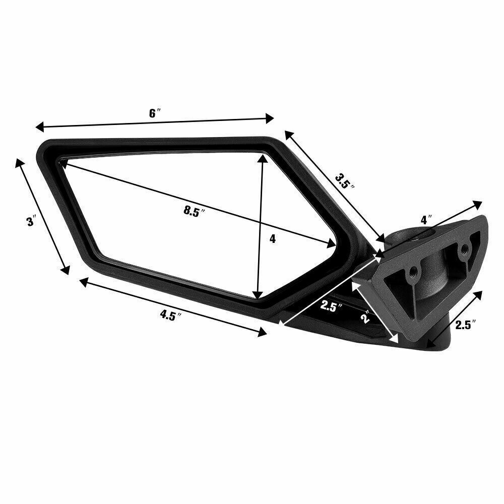 Kemimoto Rear Racing Side Mirrors For Can Am Maverick X3 Max Turbo R 2017-2024