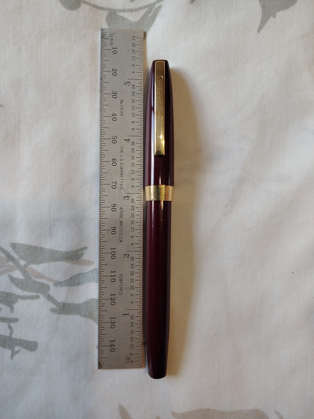 Sheaffer Touch down Bordeaux Plastic Gold Plated Fine Nib Fountain Pen USA