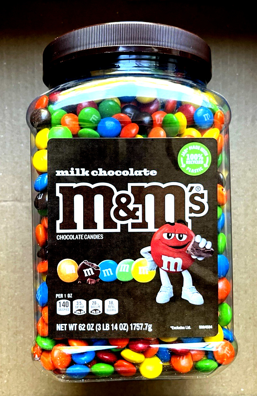 M&M’S Milk Chocolate Candy 62 oz Bulk Jar Pantry Snack Sealed