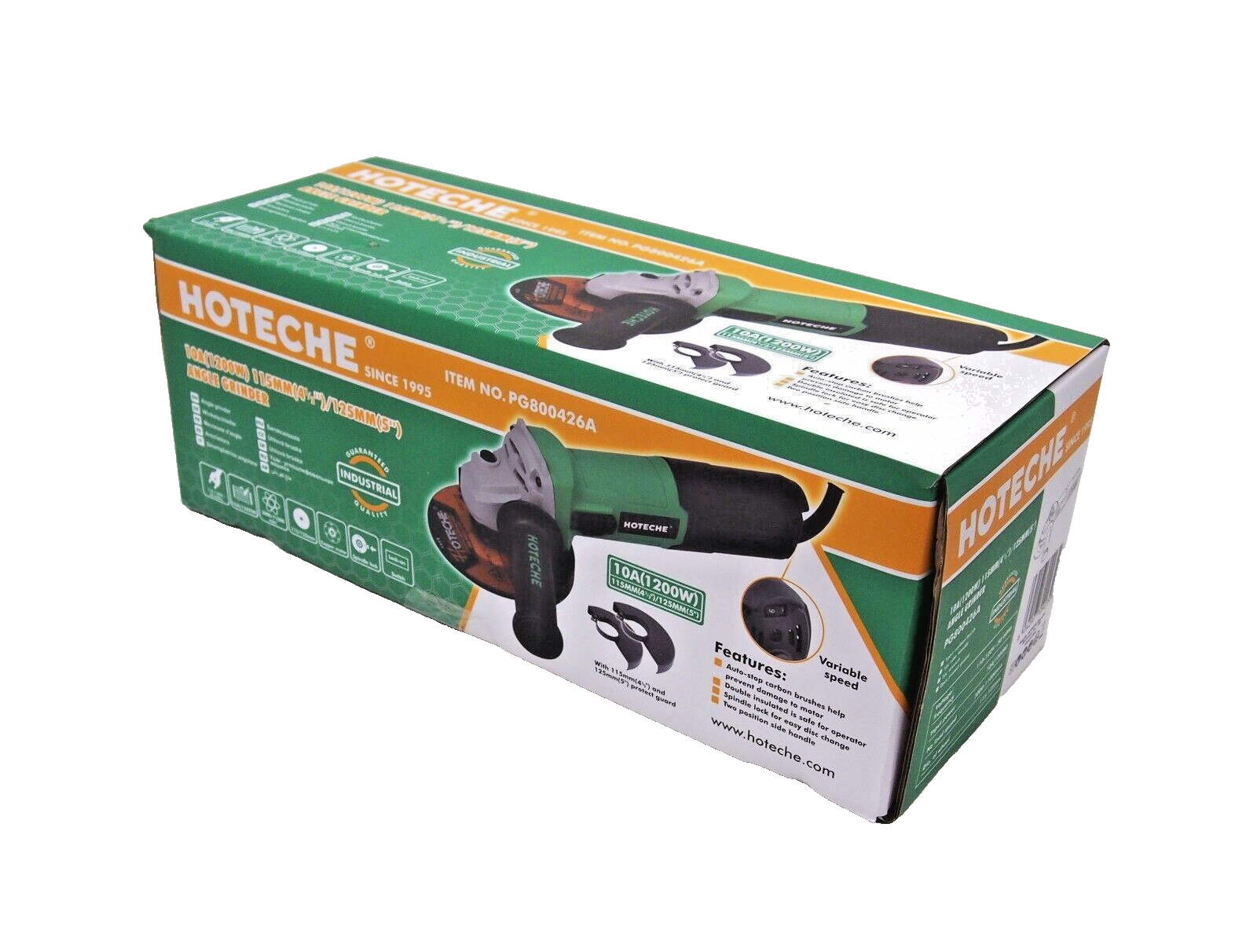 Hoteche 4-1/2" 5" Electric Variable Speed Angle Grinder 10AMP P800426A