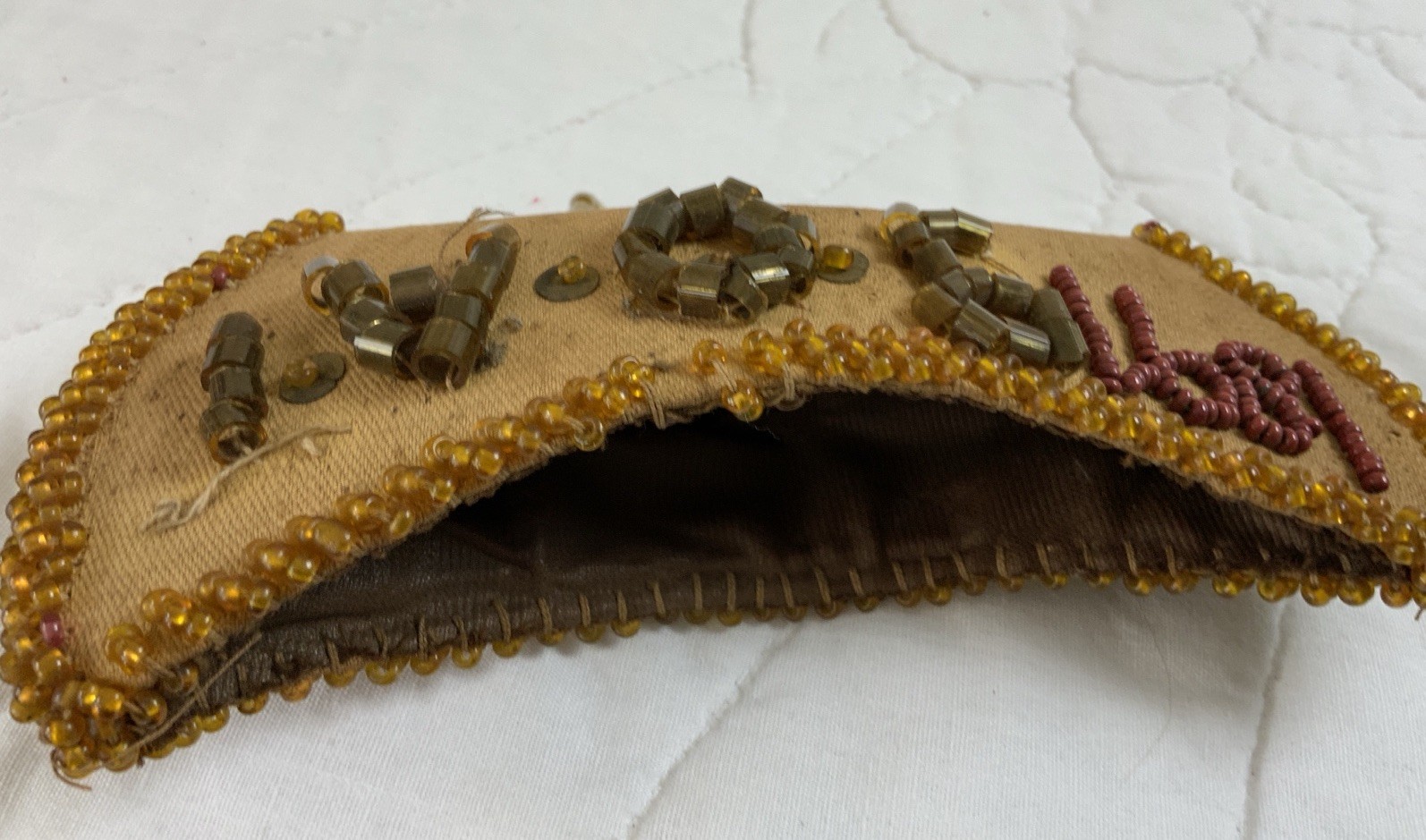 Vintage Antique Beaded Whimsy, Canoe, Iroquois, 1897, Hand Made, Boat