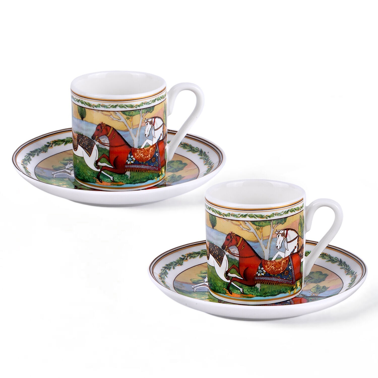 Running Horse Bone China Espresso Cup Set Luxury Demitasse Coffee Cups Set 100ml