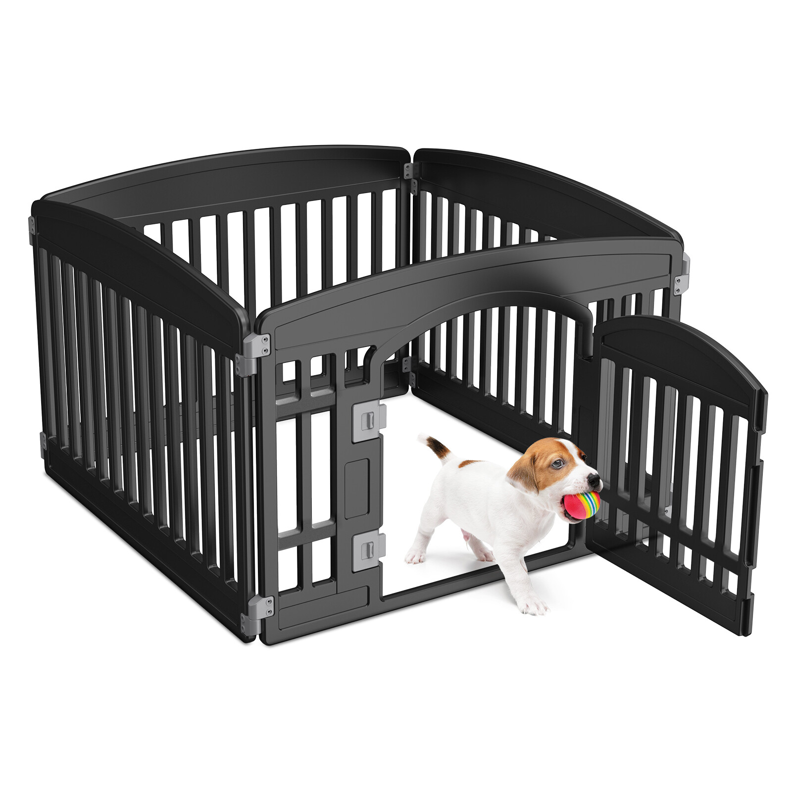 24" Exercise 4/6-Panel Plastic Pet Playpen with Door Dog Playpen Puppy Playpen